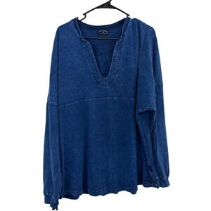 Spirit Jersey Spirit Jersey Womens XL Blue Lets Rodeo Graphic Mineral Wash Top *